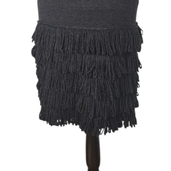 Calvin Klein Charcoal Fringe Looped Sweater Dress Small - Picture 6 of 8
